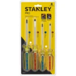 Juego de destornilladores Stanley STHT69169 de 4 piezas tipo pesado para trabajos de ajuste, mantenimiento y reparación.