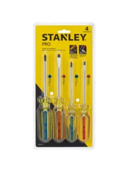 Juego de destornilladores Stanley STHT69169 de 4 piezas tipo pesado para trabajos de ajuste, mantenimiento y reparación.