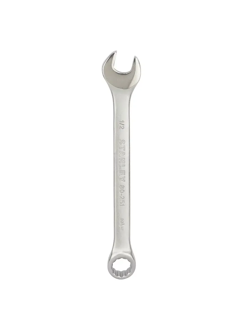 Llave combinada Basic 1/2" Stanley 51-840 Llave combinada Basic Stanley 51-840 de 1/2" para ajuste de tornillos y tuercas en trabajos de mecánica y mantenimiento.