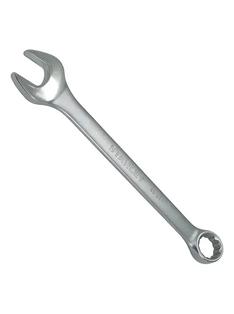 Llave combinada Basic Stanley 25-840 de 15 mm para ajuste de tornillos y tuercas en trabajos de mecánica y mantenimiento.