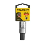 Llave copa Bristol corta Stanley de 12 mm con encastre de 1/2 pulgada para tornillos con hexágono interno en trabajos mecánicos.
