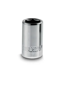 Llave copa corta hexagonal Stanley de 10 mm con encastre de 1/4 pulgada para ajuste de tornillos y tuercas en trabajos mecánicos.
