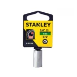 Llave copa corta hexagonal Stanley de 9 mm con encastre de 1/4 pulgada para ajuste de tornillos y tuercas en trabajos mecánicos.
