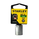 Llave copa corta hexagonal Stanley de 14 mm con encastre de 3/8 pulgada para ajuste de tornillos y tuercas en trabajos mecánicos.