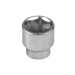 Llave copa corta hexagonal Stanley de 18 mm con encastre de 3/8 pulgada para ajuste de tornillos y tuercas en trabajos mecánicos.