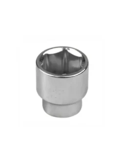 Llave copa corta hexagonal Stanley de 18 mm con encastre de 3/8 pulgada para ajuste de tornillos y tuercas en trabajos mecánicos.