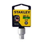 Llave copa corta hexagonal Stanley de 7 mm con encastre de 3/8 pulgada para ajuste de tornillos y tuercas en trabajos mecánicos.