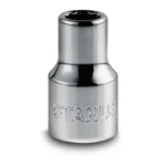 Llave copa estriada Stanley 4-86-542 de 12 puntos y 10 mm con encastre de 1/2 pulgada para trabajos mecánicos.
