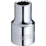 Llave copa estriada Stanley 4-86-543 de 11 mm con diseño de 12 puntos y encastre de 1/2 pulgada para trabajos mecánicos.