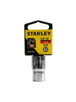 Llave copa estriada Stanley 4-86-545 de 13 mm con diseño de 12 puntos y encastre de 1/2 pulgada para trabajos mecánicos.