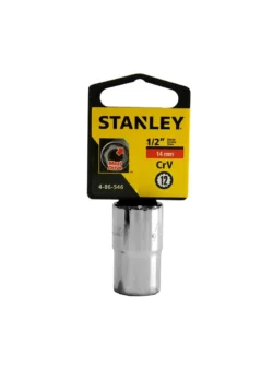 Llave copa estriada Stanley 4-86-546 de 14 mm con diseño de 12 puntos y encastre de 1/2 pulgada para trabajos mecánicos.