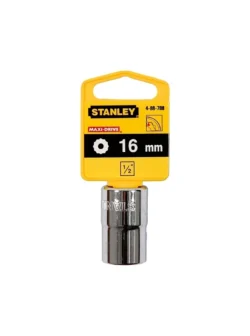 Llave copa estriada Stanley 4-88-788 de 16 mm con diseño de 12 puntos y encastre de 1/2 pulgada para trabajos mecánicos.