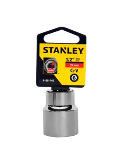 Llave copa estriada Stanley 4-88-796 de 24 mm con diseño de 12 puntos y encastre de 1/2 pulgada para trabajos mecánicos.