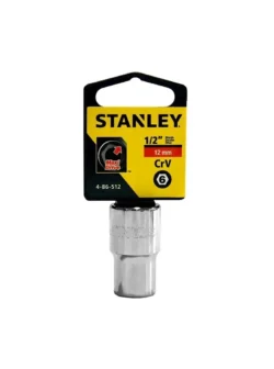 Llave copa hexagonal Stanley 4-86-512 de 12 mm con encastre de 1/2 pulgada para ajuste de tornillos y tuercas en trabajos mecánicos.