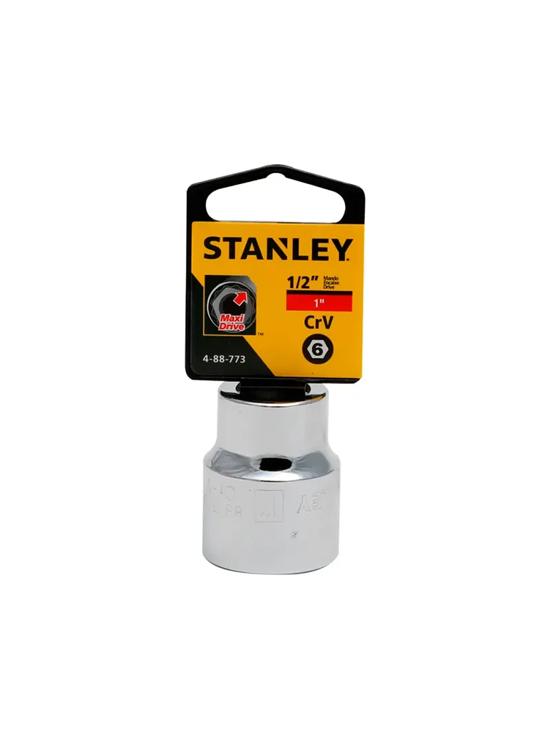 Llave copa hexagonal CTE 1/2" 1" Stanley 4-88-773 Llave copa hexagonal Stanley 4-88-773 de 1 pulgada con encastre de 1/2 pulgada para ajuste de tornillos y tuercas en trabajos mecánicos.