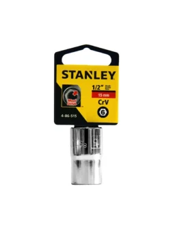 Llave copa hexagonal Stanley 4-86-515 de 15 mm con encastre de 1/2 pulgada para ajuste de tornillos y tuercas en trabajos mecánicos.