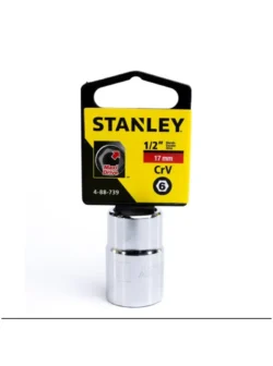 Llave copa hexagonal Stanley 4-88-739 de 17 mm con encastre de 1/2 pulgada para ajuste de tornillos y tuercas en trabajos mecánicos.