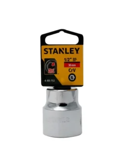 Llave copa hexagonal Stanley 4-88-752 de 30 mm con encastre de 1/2 pulgada para ajuste de tornillos y tuercas en trabajos mecánicos.