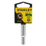 Llave copa larga hexagonal Stanley de 6 mm con encastre de 1/4 pulgada para ajuste de tornillos y tuercas en trabajos mecánicos.