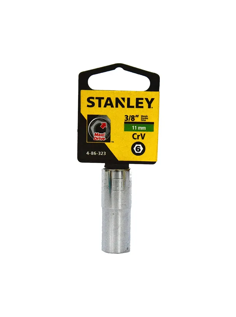 Llave copa larga CTE 3/8" hexagonal 11 mm Stanley Llave copa larga hexagonal Stanley de 11 mm con encastre de 3/8 pulgada para ajuste de tornillos y tuercas en trabajos mecánicos.