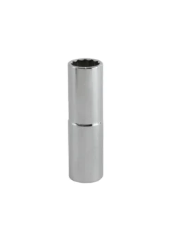 Llave copa larga estriada Stanley 4-86-483 de 5/8" con encastre de 1/2 pulgada para ajuste de tornillos y tuercas en trabajos mecánicos.