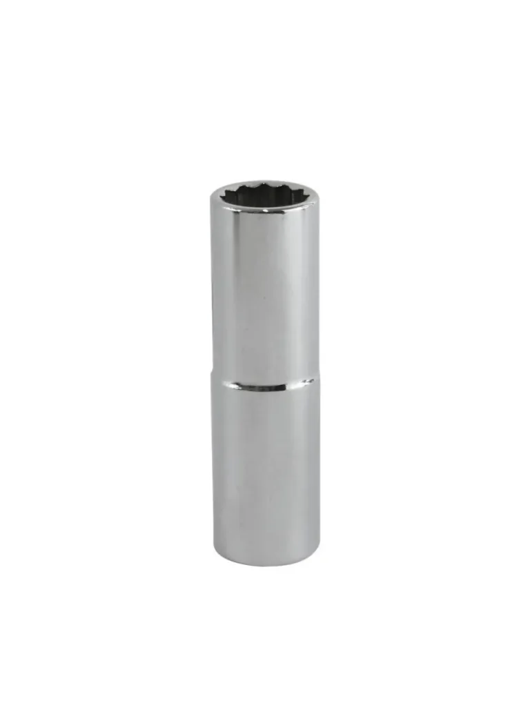 Llave copa larga estriada Stanley 4-86-483 de 5/8" con encastre de 1/2 pulgada para ajuste de tornillos y tuercas en trabajos mecánicos.