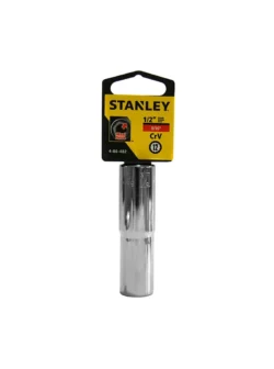Llave copa larga estriada Stanley 4-86-482 de 9/16" con encastre de 1/2 pulgada para ajuste de tornillos y tuercas en trabajos mecánicos.