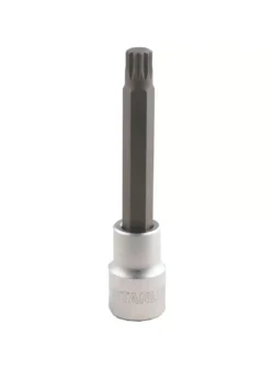 Llave copa multiestría Spline Stanley con encastre de 1/2 pulgada para ajuste de tornillos y tuercas de múltiples perfiles.