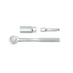 Kit Stanley con llave copa para bujías, extensor y rachet de encastre de 3/8 pulgada para mantenimiento automotriz.