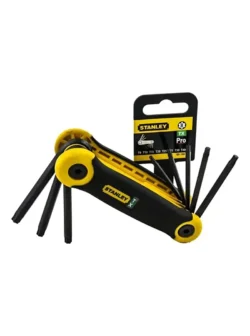 Juego de llaves Torx tipo navaja Stanley 69-266 de 8 piezas en medidas T9 a T40 para ajustes y trabajos de mantenimiento.