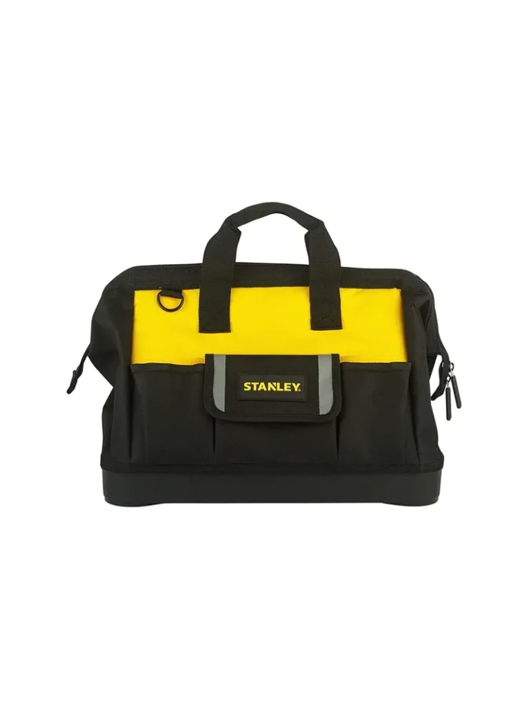 Mochila de herramientas Stanley STST516126LA de 16 pulgadas con diseño cuadrado para organizar y transportar herramientas de trabajo.
