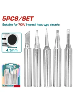 Set TOTAL de 5 puntas de soldador de cobre para cautines eléctricos de 70W.