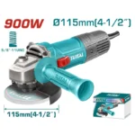 Pulidora angular TOTAL de 900W con disco de 4-1/2" y velocidad de 12000 rpm