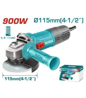Pulidora angular TOTAL de 900W con disco de 4-1/2" y velocidad de 12000 rpm