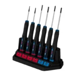 Juego de destornilladores tipo joyero Bosch de 6 piezas con puntas Phillips y planas para trabajos de precisión.