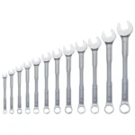 Juego de llaves combinadas Bosch de 12 piezas con medidas de 6 a 19 mm para ajuste y desajuste de tuercas y tornillos.