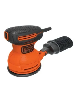 Lijadora roto orbital Black + Decker BDERO100-B3 de 5 pulgadas y 12000 OPM para lijado y acabado de superficies.