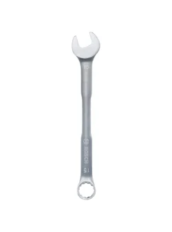 Llave combinada Bosch de 15 mm con extremo de boca y estrella para ajuste y desajuste de tuercas y tornillos.