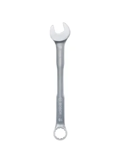 Llave combinada Bosch de 18 mm con extremo de boca y estrella para ajuste y desajuste de tuercas y tornillos.