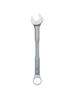 Llave combinada Bosch de 22 mm con extremo de boca y estrella para ajuste y desajuste de tuercas y tornillos.