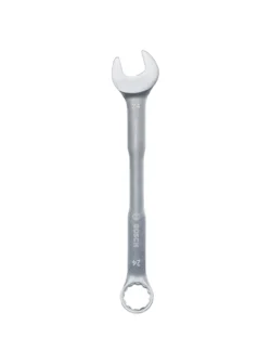 Llave combinada Bosch de 24 mm con extremo de boca y estrella para ajuste y desajuste de tuercas y tornillos.