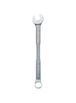 Llave combinada Bosch de 9 mm con extremo de boca y estrella para ajuste y desajuste de tuercas y tornillos.