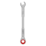 Llave combinada tipo rachet Bosch de 10 mm con extremo de boca y estrella de trinquete para ajuste y desajuste de tuercas y tornillos.