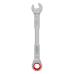 Llave combinada tipo rachet Bosch de 12 mm con extremo de boca y estrella de trinquete para ajuste y desajuste de tuercas y tornillos.