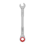 Llave combinada tipo rachet Bosch de 13 mm con extremo de boca y estrella de trinquete para ajuste y desajuste de tuercas y tornillos.