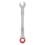Llave combinada tipo rachet Bosch de 14 mm con extremo de boca y estrella de trinquete para ajuste y desajuste de tuercas y tornillos.