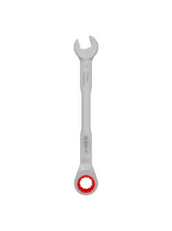 Llave combinada tipo rachet Bosch de 14 mm con extremo de boca y estrella de trinquete para ajuste y desajuste de tuercas y tornillos.