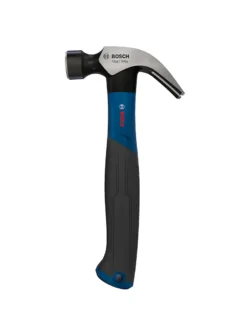Martillo de uña Bosch de 12 onzas con mango ergonómico para clavar y extraer clavos en trabajos de construcción y carpintería.