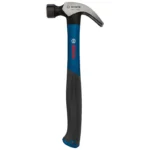 Martillo de uña Bosch de 16 onzas con mango ergonómico para clavar y extraer clavos en trabajos de construcción y carpintería.