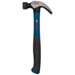 Martillo de uña Bosch de 20 onzas con mango ergonómico para clavar y extraer clavos en trabajos de construcción y carpintería.
